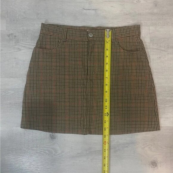 Brandy Melville California Y2K Preppy Neutral Brown Checkered Mini Skirt S - Picture 6 of 16